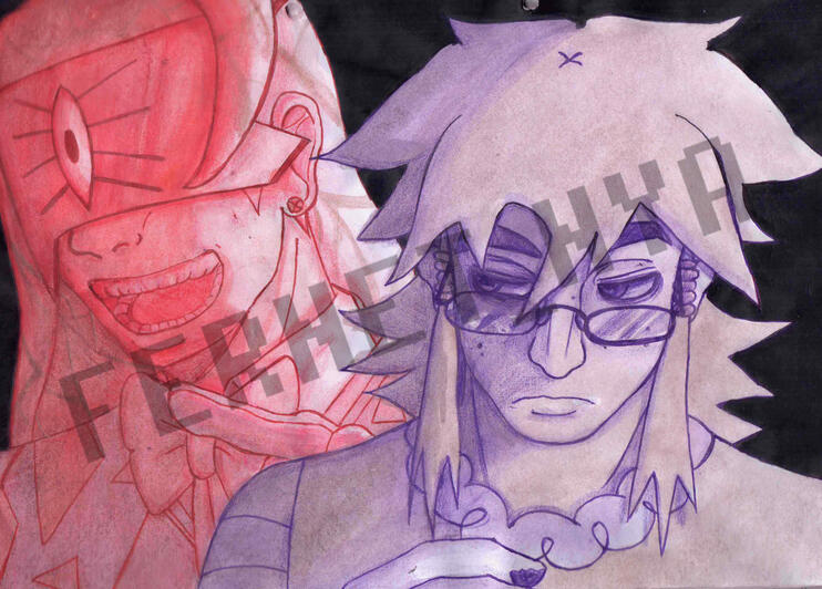 Draw with watercolor, pencils and pens - OC Drawing (Félix y Xian)