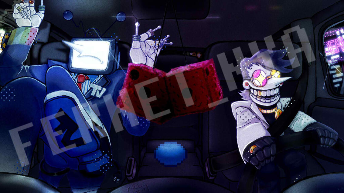 Digital Drawing, Background Practice - Mr.'Ant'Tenna y Spamton (DELTARUNE/DEFERNULL)