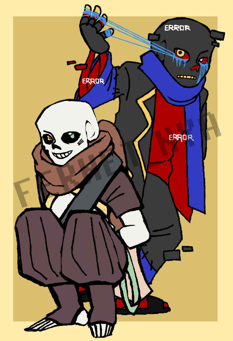 Digital Fanart, Lineart &amp; Plain color - Ink!Sans &amp; Error!Sans (UNDERVERSE)