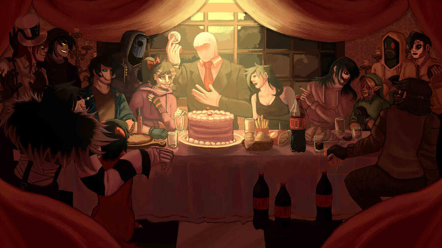 Digital Fanart - The Last Supper but with Creepypastas